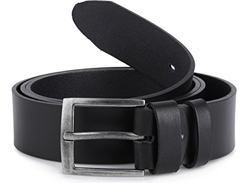 Ladeheid Cinturón de Cuero para Hombre Talla Grande L11(Negro-2, 160 cm x 3 cm (Largo total 177,5 cm))