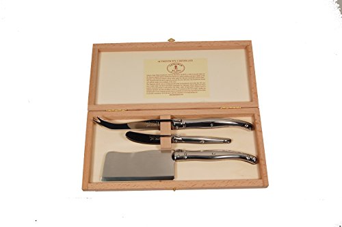 Laguiole Jean Dubost 98616 - Juego de cuchillos para queso de acero inoxidable (3 unidades)