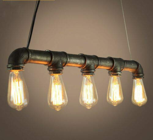 Lámpara colgante de hierro forjado industrial vintage, para 5 bombillas E27