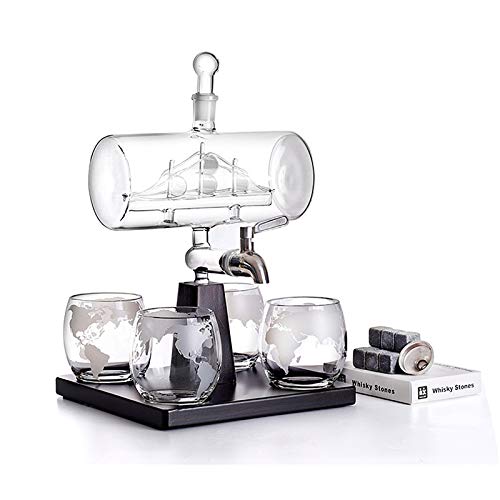 Ledph Juego De Decantador De Whisky De Barril con Licorera Dispensador De Garrafa De Whiskey De 1100 Ml, 4 Vasos Cristal De Copa De Vino De 310 Ml, 6 Piedras, Bandeja De Base, Embudo De Vertido Ledph Juego De Decantador De Whisky De Barril con Licorera Dispensador De Garrafa De Whiskey De 1100 Ml, 4 Vasos Cristal De Copa De Vino De 310 Ml, 6 Piedras, Bandeja De Base, Embudo De Vertido