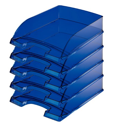 Leitz Transparent Plus 52260039 - Juego de bandejas para documentos (A4, poliestireno, 5 unidades), color azul