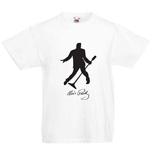 lepni.me Camiseta para Niño/Niña Me Encanta el King of Rock and Roll, 50s, 60s, 70s, Music Fan (3-4 Years Blanco Negro)