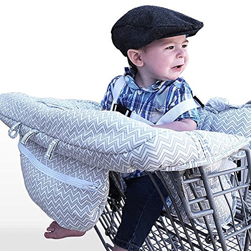 LeRan - Fundas de asiento ajustables para bebé supermercado de la compra con bolsa de transporte, sillas de paseo lavables y organizadores más suaves, para mantener a los niños seguros (gris)