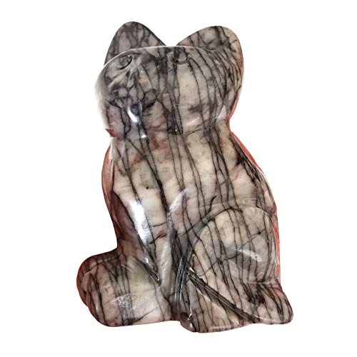 Lovionus89 Estatua de piedras preciosas naturales de malla de 5 cm, diseño de gato