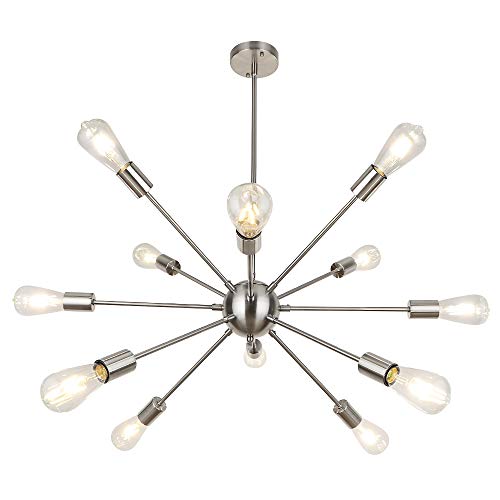 LynPon Moderno Sputnik Lámparas de araña, 8 Luces Iluminación colgante de techo, Níquel Fixture para la Cocina, Comedor, Dormitorio, Café, Bar