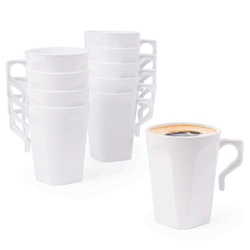 Matana 50 Tazas de Café de Plástico Duro Blanco, 255ml - Reutilizable