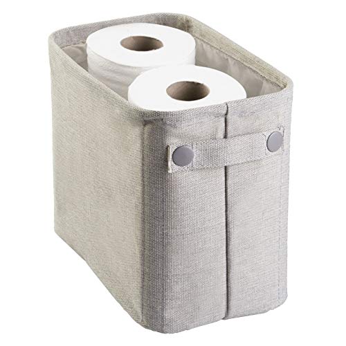mDesign – Elegante organizador de tela de algodón para papel higiénico (pequeño) – Organizador de revistas de color gris claro – Cesta para el baño y para el salón