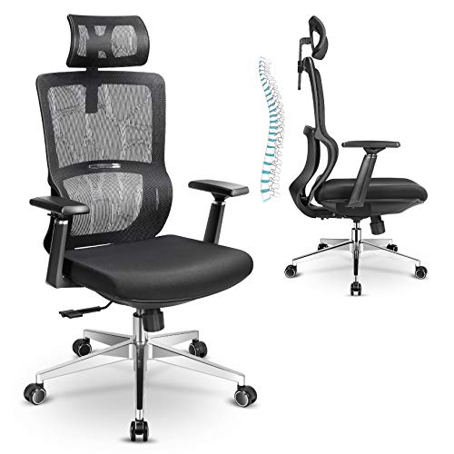 mfavour Sillas de Oficina,Silla Ergonómica, Silla giratoria de Oficina,Silla de Escritorio de Malla con Doble Resorte,Reposacabezas y Altura Ajustable, hasta 150 kg/330 LB mfavour Sillas de Oficina,Silla Ergonómica, Silla giratoria de Oficina,Silla de Escritorio de Malla con Doble Resorte,Reposacabezas y Altura Ajustable, hasta 150 kg/330 LB