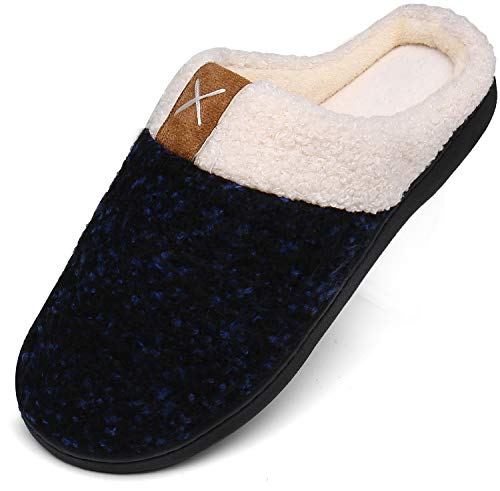 Mishansha Pantuflas Hombre Zapatillas de Estar por Casa para Mujer Invierno Antideslizantes CáLido Cómodas Memory Foam Slippers Azul Gr.46/47