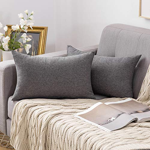 MIULEE 2 Piezas Fundas de Cojines Almohada Caso de la Cubierta del Amortiguador Decorativo Compuesto de Lino de Imitación con Poliéster Duradero Decoración para Sofá Cama 30x50cm Gris Oscuro MIULEE 2 Piezas Fundas de Cojines Almohada Caso de la Cubierta del Amortiguador Decorativo Compuesto de Lino de Imitación con Poliéster Duradero Decoración para Sofá Cama 30x50cm Gris Oscuro
