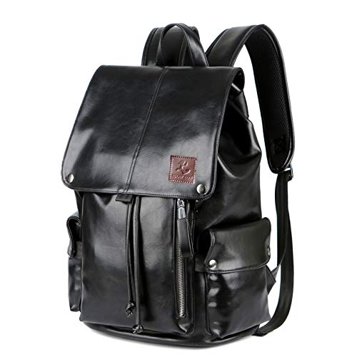 Mochila de Moda para Hombre, Bolso de Escuela Grande de Cuero de PU, Street Simple