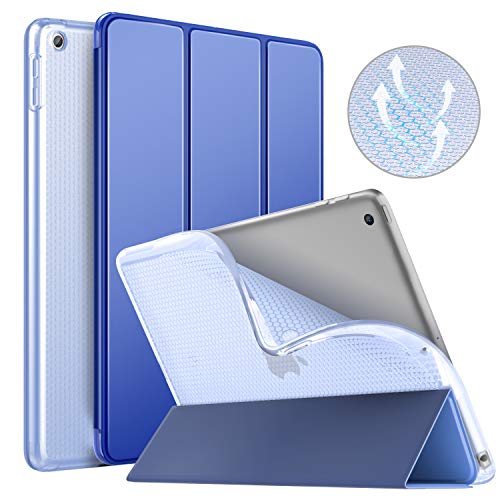 MoKo Funda para iPad 9.7 2018/2017, Protectora Soporte Slim Smart Case con Posterior Transparente TPU Suave con Auto Sueño/Estela para Apple iPad 9.7 Inch (iPad 5, iPad 6) - Azul Marino