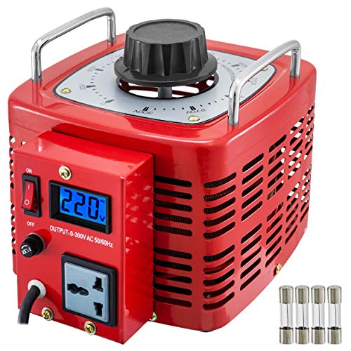 Mophorn Convertidor de Voltaje 1 Fase 3KW 0-300V Transformador de Potencia Regulador de Voltaje Rojo con Pantalla LCD
