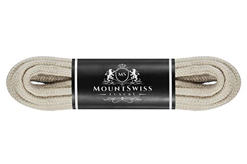 Mount Swiss Luxury - Cordones redondos de 3 a 4 mm de diámetro, 1 par de cordones resistentes de 100 % algodón, ideales para zapatillas deportivas, de ocio, de piel, color: beige claro, longitud 50 cm