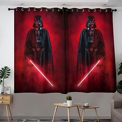 MRFSY Cortinas de armario Darth Vader Star Wars con ojales, aislamiento térmico, cortinas oscurecedoras para sala de estar, 106 x 182 cm