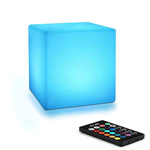 Mr.Go 4-inch LED Cubo Luz Nocturna Luz del Humor Control Remoto, 16 Colores Regulables, RGB Cambio de Color Lámpara de Mesita de Noche para Niños Habitación Iluminación y Decoración