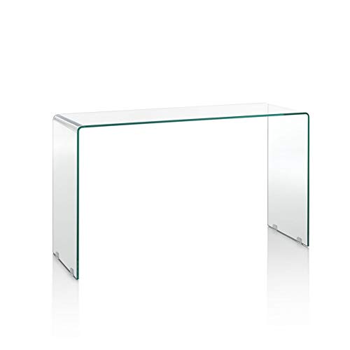 Mueble de entrada moderno, consola de entrada de cristal templado, mesa de salón de cristal, mesa consola de cristal, 120 x 40 x 72 cm