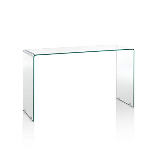 Mueble de entrada moderno, consola de entrada de cristal templado, mesa de salón de cristal, mesa consola de cristal, 120 x 40 x 72 cm Mueble de entrada moderno, consola de entrada de cristal templado, mesa de salón de cristal, mesa consola de cristal, 120 x 40 x 72 cm