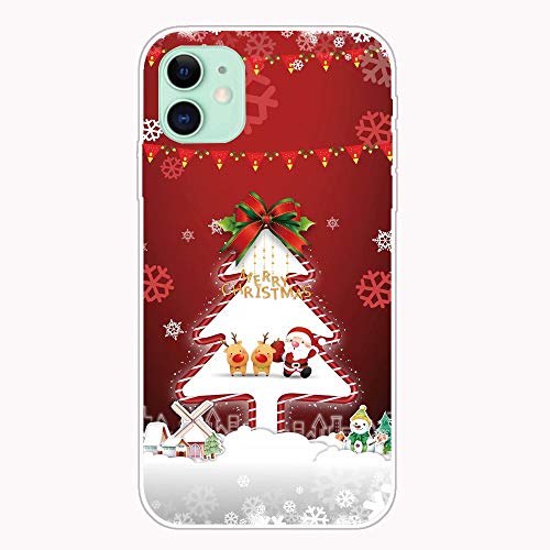 MUTOUREN Navideño Funda para iPhone 11, Carcasa de Silicona TPU Ultrafina Anti-rasguños Protectora Caso con Gratis [Protector de Pantalla], Patrón 01