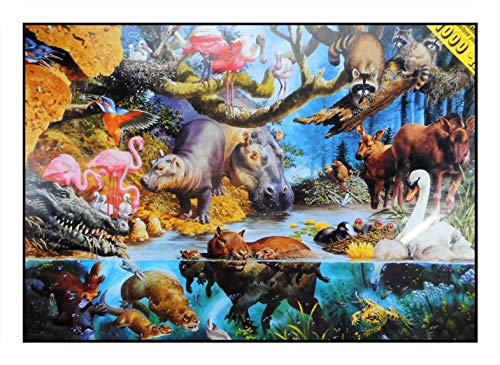 N / A James Hamilton 1000 T - Puzzle (72 x 51 cm), diseño de hipopótamo africano, cocodrilo, flamenco y nutria del agua