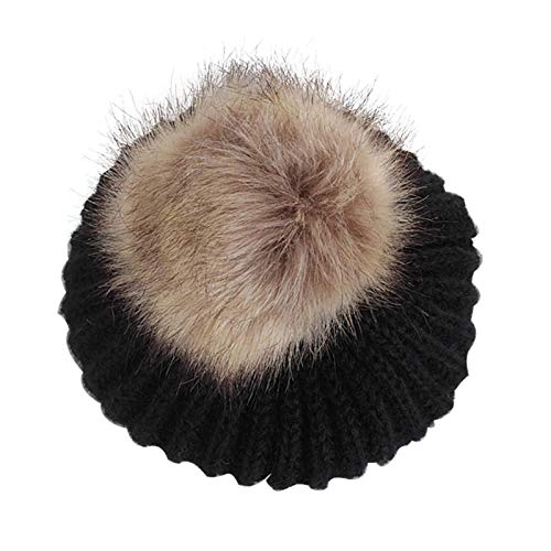 N-B Sombrero cálido de Invierno para niños Sombrero de Punto con pompón Lindo Boina de Gorro para niña