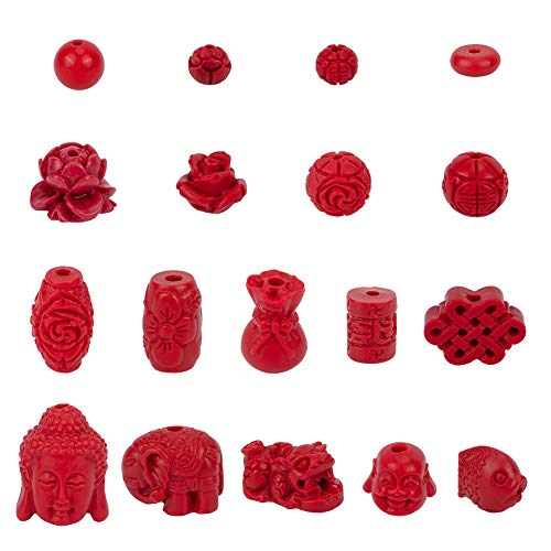 NBEADS Granos de ladrillo de Fuego Mixto al Azar, 80 g de Cuentas de joyería de cinabrio talladas en Rojo para Hacer Colgantes de Pulseras de Collar de Bricolaje, Agujero: 1-3 mm