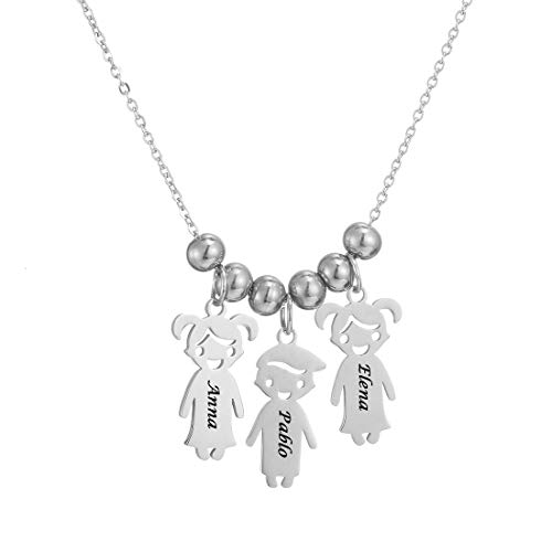 Niño Niña Nombre Personalizado Collar Colgante Acero Inoxidable para Mujeres con Nombres Grabados Joyería Infantil Regalo a Madre Hija Familia Amante Mejor Amigo (Dos niñas y una niño-platino) Niño Niña Nombre Personalizado Collar Colgante Acero Inoxidable para Mujeres con Nombres Grabados Joyería Infantil Regalo a Madre Hija Familia Amante Mejor Amigo (Dos niñas y una niño-platino)