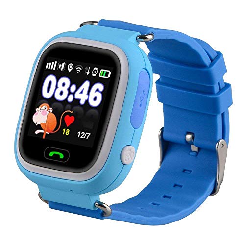 Niños Reloj Inteligente GPS Rastreador Localizador Anti-Lost Seguridad Niños Reloj de Pulsera SOS Llamadas SIM Podómetro Smartwatch Compatible con iPhone y Android Smartphone (Azul)