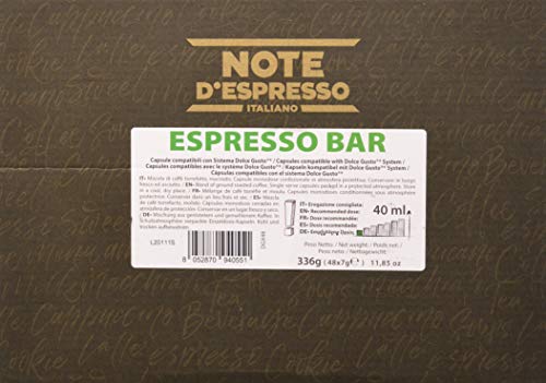 Note D'Espresso Cápsulas de café Sistema Dolce Gusto, compatibles con cafeteras Dolce Gusto, Espresso Bar, 48 x 7 g, Total 336 g