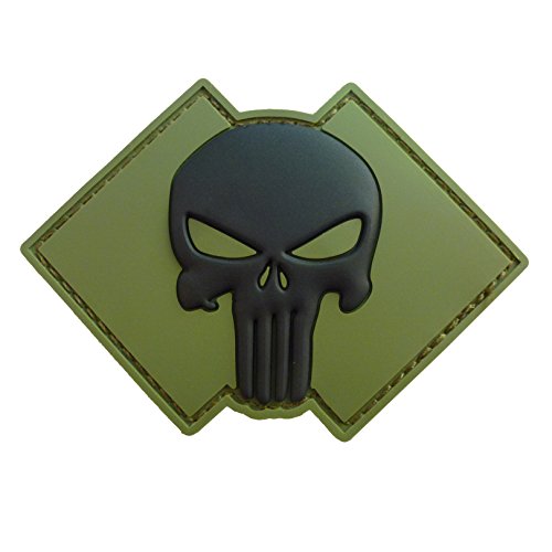 Olive Drab Green OD Punisher Skull US Navy Seals DEVGRU PVC 3D Rubber Hook&Loop Patch