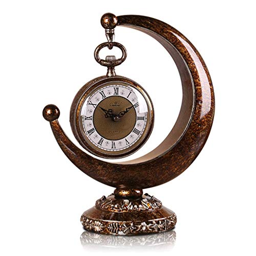 O&YQ Reloj de Sobremesa de Mesa Reloj Retro Mute de Resina Reloj de Decoración de Estilo Europeo Habitación de Estudio Se Aplica a Familias Oficinas Etc.Bronce
