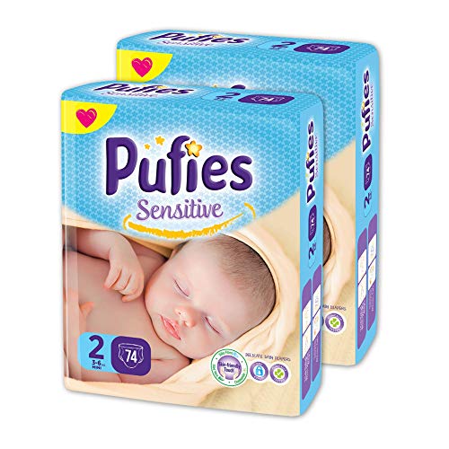 Pañales para bebés Pufies Sensitive - Paquete de pañales con 148 unidades de la talla 2 (3-6 Kg.) Pañales para bebés Pufies Sensitive - Paquete de pañales con 148 unidades de la talla 2 (3-6 Kg.)
