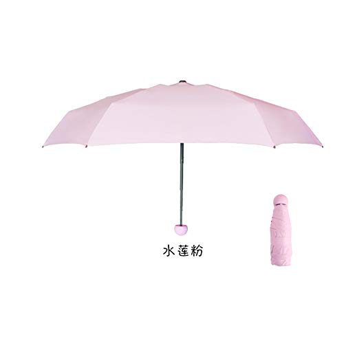 Paraguas Plegables Paraguas Paraguas Protección UV Paraguas Paraguas Ultra Ligero Femenino Uso Dual Upf50 Protector Solar Compacto Portátil A, Polvo de Loto de Agua