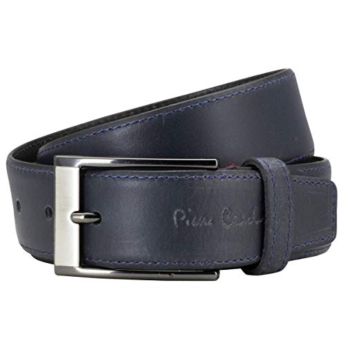 Pierre Cardin Cinturón de piel para hombre, elegante, 35 mm de ancho, color azul marino azul cintura 33.5"/M/85 cm
