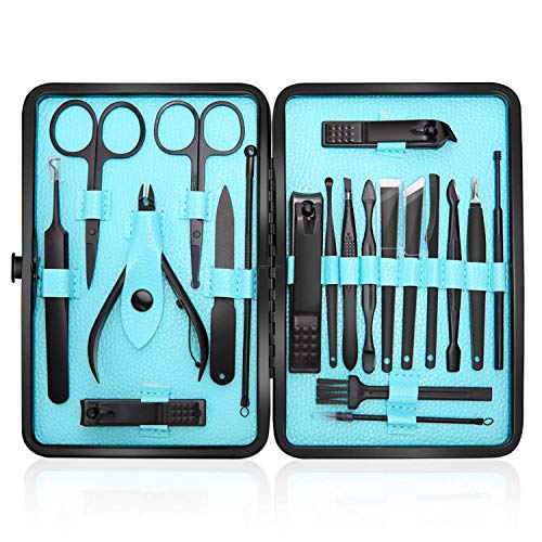 Profesional Cortaúñas Acero Inoxidable Grooming Kit - Set de 20 Piezas para Manicura y Pedicura Limpiador Cutícula con Bonita Caja (Azul) Profesional Cortaúñas Acero Inoxidable Grooming Kit - Set de 20 Piezas para Manicura y Pedicura Limpiador Cutícula con Bonita Caja (Azul)