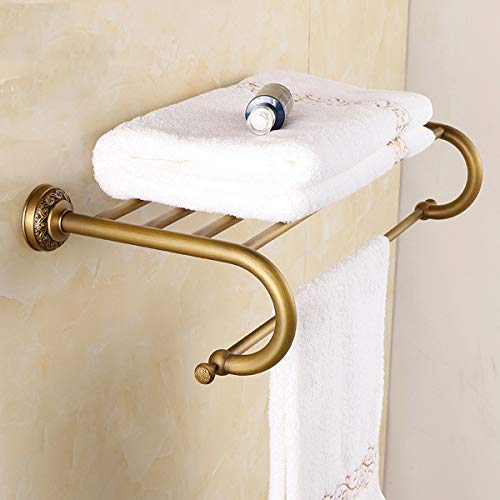 QHENS Toallero Baño Latón Dorado, Vintage Toallero De Pared, Decorativo Impermeable Plegable Toallero Baño Accesorios De Baño para Ducha Puertas De Armario De Cocina