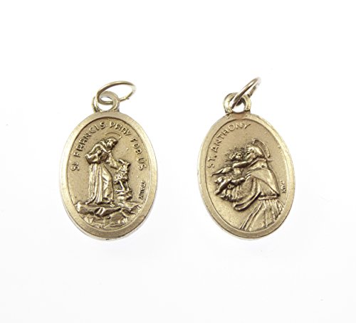 R Heaven - San antonio y san francis imagen colgante medalla - de 2cm del metal, color plata