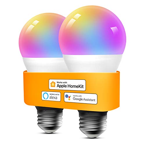 Refoss Bombilla LED Inteligente WiFi - Multicolor Regulable, Mando a distancia, 60 W, Equivalente a E27, 2700-6500 K, Compatible con Apple HomeKit, Alexa Echo y Google Home. Paquet de 2