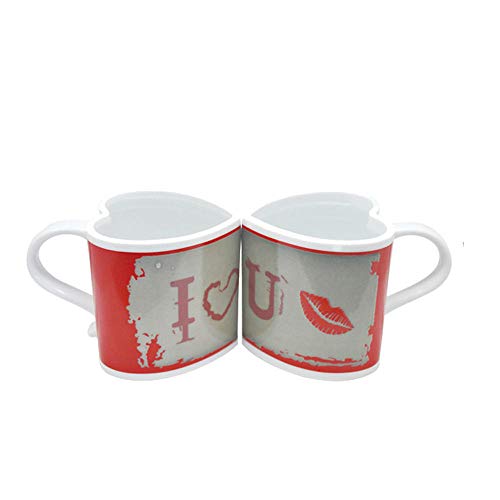 Regalo promocional del día de San Valentín Taza de cerámica en forma de corazón Taza de cerámica de la bebida de café del cambio caliente