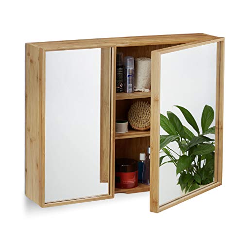 Relaxdays Auxiliar de Pared con 2 Puertas, Madera, Marrón, 14x65x50.5 cm Relaxdays Auxiliar de Pared con 2 Puertas, Madera, Marrón, 14x65x50.5 cm