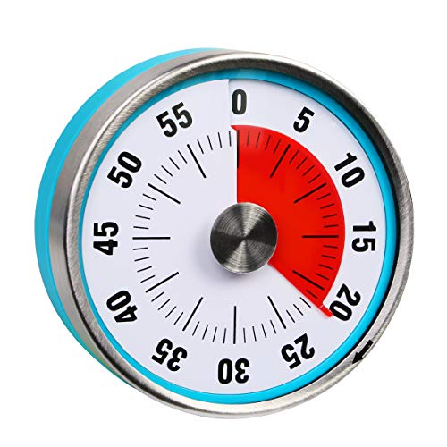 Reloj de cuenta regresiva de 7,8 cm, analógico, con temporizador, 60 minutos, para cocina, profesor, aula, reuniones, niños, adultos (color azul)