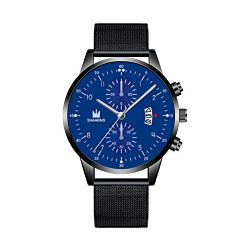 Reloj De Negocios De Escala Simple Informal con Dos Ojos Falsos para Hombre, Reloj con Correa De Malla Y Calendario En Forma De Abanico, Reloj De Cuarzo para Hombre M Reloj De Negocios De Escala Simple Informal con Dos Ojos Falsos para Hombre, Reloj con Correa De Malla Y Calendario En Forma De Abanico, Reloj De Cuarzo para Hombre M