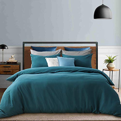 RUIKASI Juego de ropa de cama de 220 x 240 cm, 100% microfibra suave y agradable para dormir, 1 funda nórdica de 220 x 240 cm y 2 fundas de almohada de 80 x 80-10 años, color verde oscuro