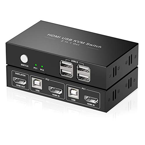 Rybozen HDMI KVM Switch Conmutador USB 2 Puertos, 4Kx2K@30Hz Switcher,4 USB 2.0 Hub,2 PC 1 Monitor,Ultra HD,con 2 Cable USB & 2 Cable HDMI Rybozen HDMI KVM Switch Conmutador USB 2 Puertos, 4Kx2K@30Hz Switcher,4 USB 2.0 Hub,2 PC 1 Monitor,Ultra HD,con 2 Cable USB & 2 Cable HDMI