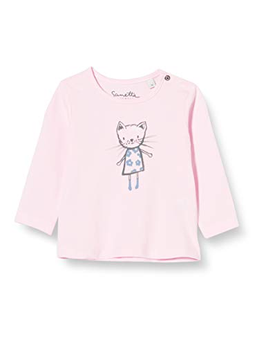 Sanetta Shirt Rosa Camiseta de Manga Larga para niña en Color Blanco Roto con Estampado de Emma The Cat en el Pecho Kidswear, 68 cm para Bebés