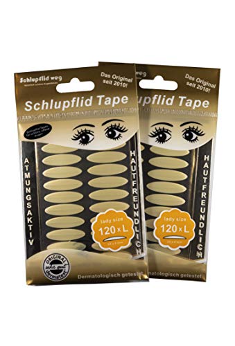 SCHLUPFLID TAPE Pegatina para párpados "tamaño Mujer" (L) - Embellecedor de ojos sin cirugía [2x60Par] Pack doble