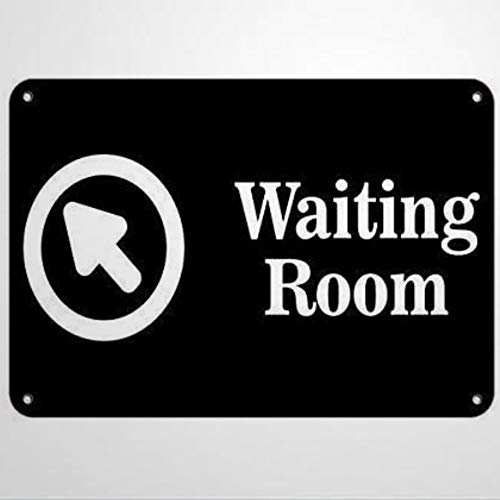 Señal de advertencia para sala de espera con flecha superior izquierda, signo de advertencia del Departamento de 20 x 30 cm, letrero de aluminio y metal para exteriores