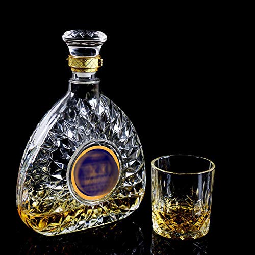 SHENGYUAN Jarra de Whisky, Jarra de Licor de Vidrio, Jarra Tallada para Whisky, Brandy, Vodka, Ginebra, 700 ml