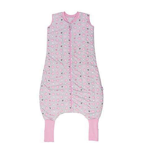 Slumbersac - Saco de dormir de verano con pies (1,0 tog, 3 – 4 años), diseño de elefantes rosas