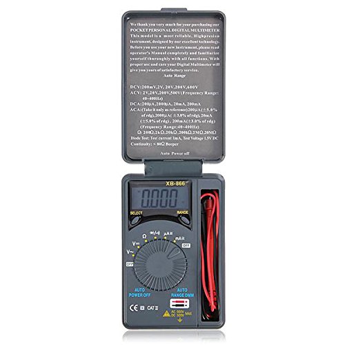 SODIAL(R) Mini multimetro digital de bolsillo AC / DC de rango auto LCD Voltimetro Probador Medidor Nuevo